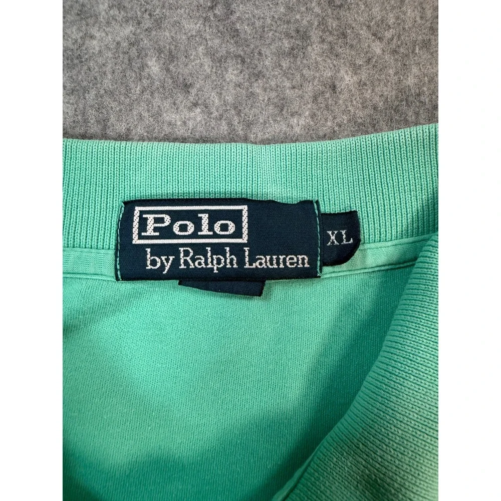 Polo Ralph Lauren Mens XL Mint Green Short Sleeve Pique Polo Shirt Blue Pony
